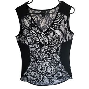 Black and White Sleeveless Top